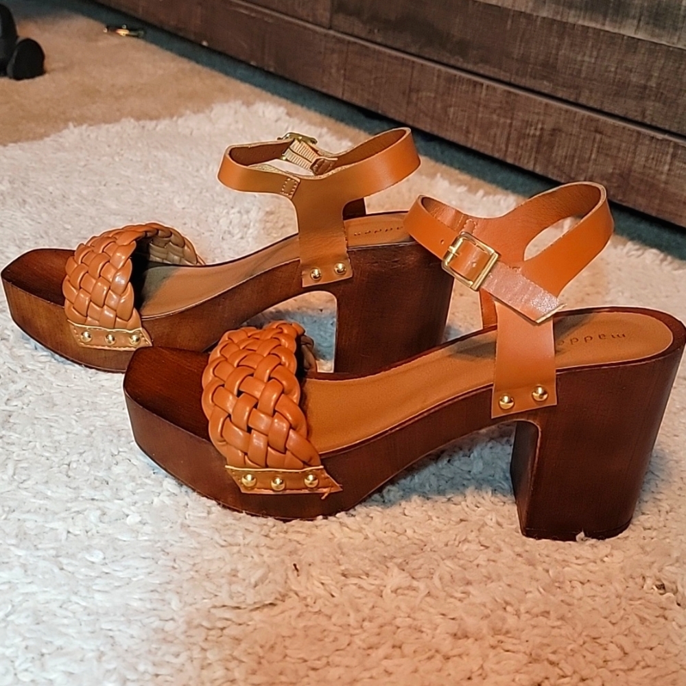 Madden Girl Grandview Platform Block Heel Dress Sandals Chestnut Brown U.S. 10